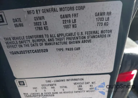 1996 Buick Skylark Gran Sport/Custom/Limited from USA, damaged, VIN 1G4NJ52T6TC435529